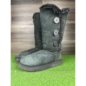 Women's Shoes 7 UGG‎ BAILEY BUTTON TRIPLET Suede & Sheepskin Boots 1873 black